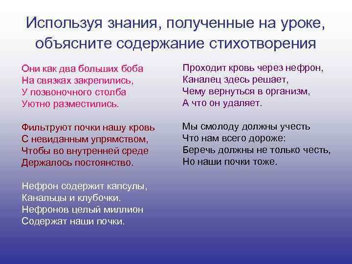 Используя знания, полученные на уроке, объясните содержание стихотворения Они как два больших боба На