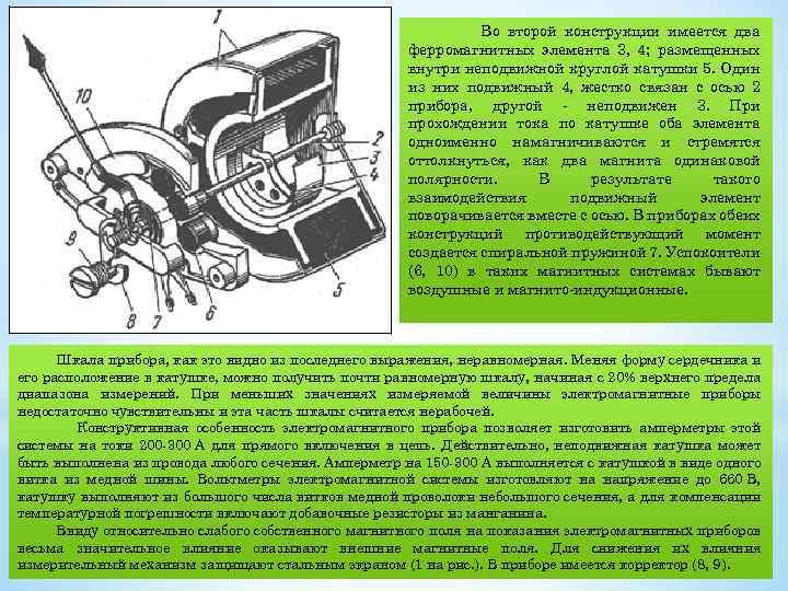 Во второй конструкции имеется два ферромагнитных элемента 3, 4; размещенных внутри неподвижной круглой катушки