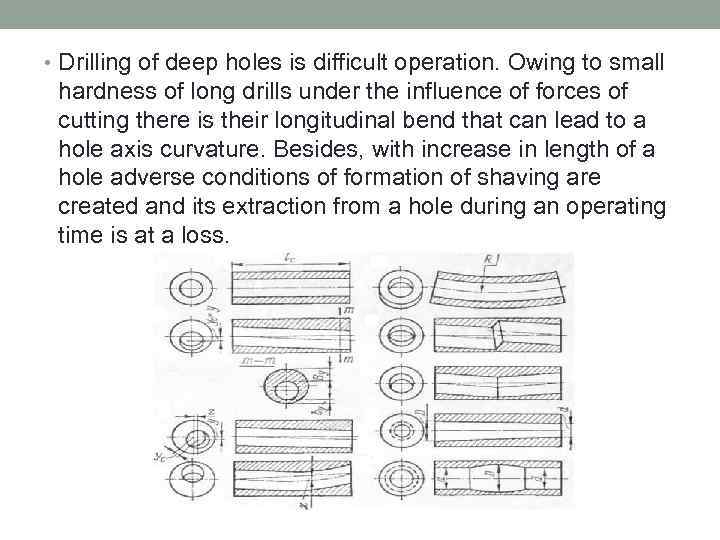  • Drilling of deep holes is difficult operation. Owing to small hardness of