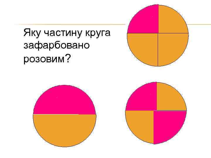 Яку частину круга зафарбовано розовим? 