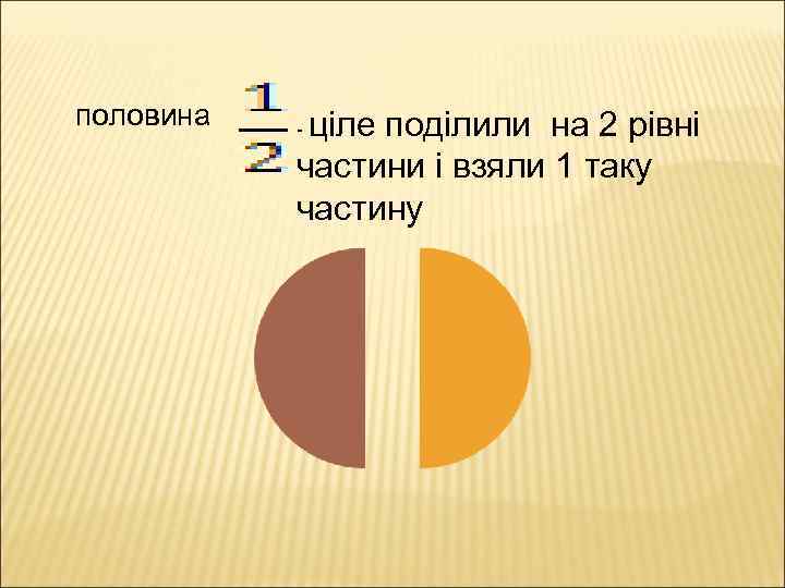половина ціле поділили на 2 рівні частини і взяли 1 таку частину - 