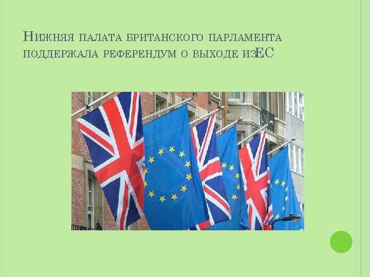 НИЖНЯЯ ПАЛАТА БРИТАНСКОГО ПАРЛАМЕНТА ПОДДЕРЖАЛА РЕФЕРЕНДУМ О ВЫХОДЕ ИЗ ЕС 