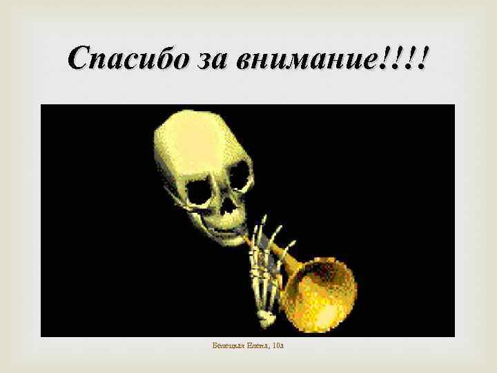 Спасибо за внимание!!!! Белецкая Елена, 10 а 