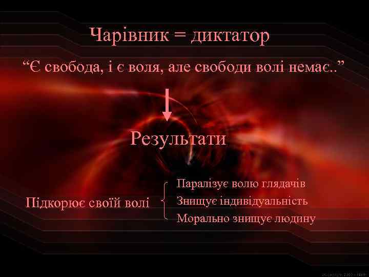 Чарівник = диктатор “Є свобода, і є воля, але свободи волі немає. . ”