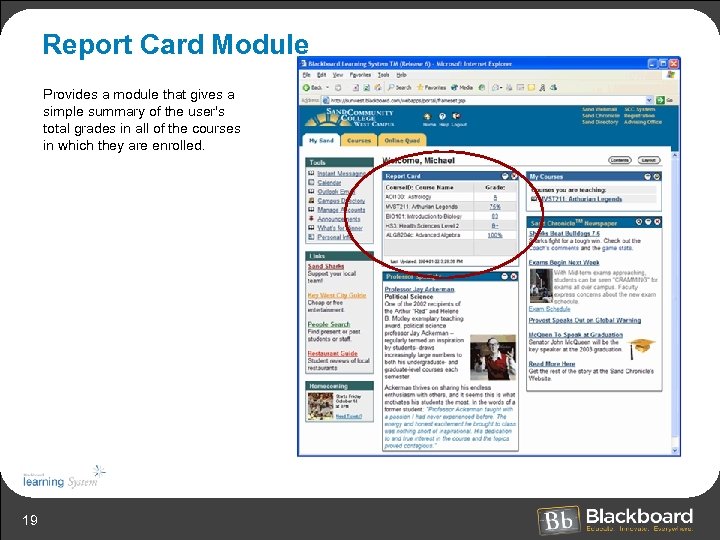 Report Card Module Provides a module that gives a simple summary of the user's