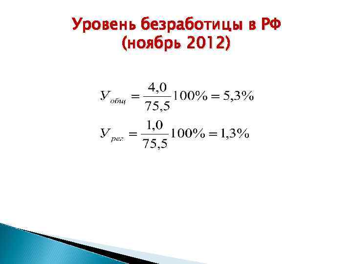 Уровень безработицы в РФ (ноябрь 2012) 