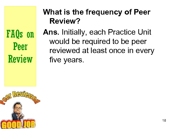 FAQs on Peer Review What is the frequency of Peer Review? Ans. Initially, each