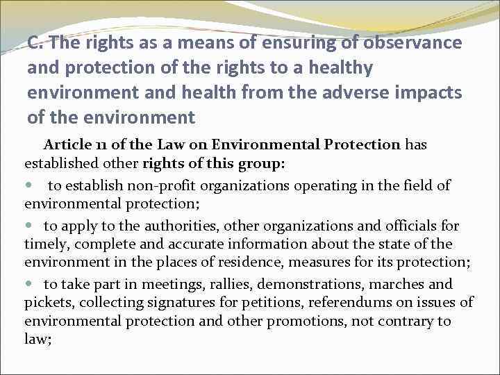 C. The rights as a means of ensuring of observance and protection of the