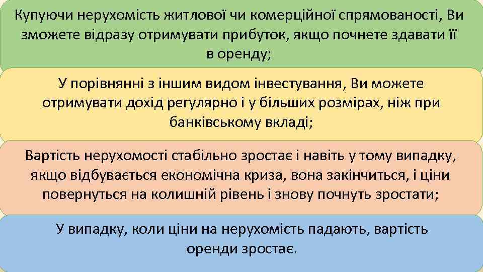 Купуючи нерухомість житлової чи комерційної спрямованості, Ви зможете відразу отримувати прибуток, якщо почнете здавати