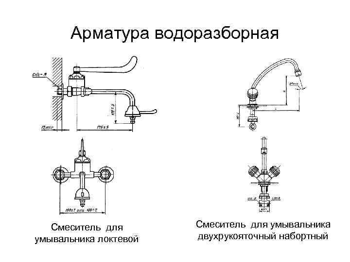 Арматура водоразборная Смеситель для умывальника локтевой Смеситель для умывальника двухрукояточный набортный 