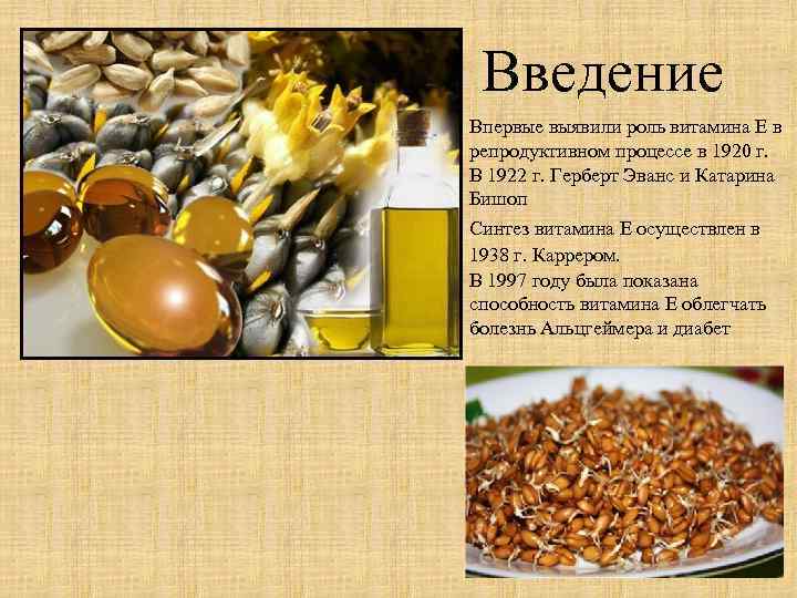 Введение Впервые выявили роль витамина Е в репродуктивном процессе в 1920 г. В 1922