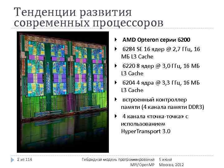 Тенденции развития современных процессоров AMD Opteron серии 6200 6284 SE 16 ядер @ 2,