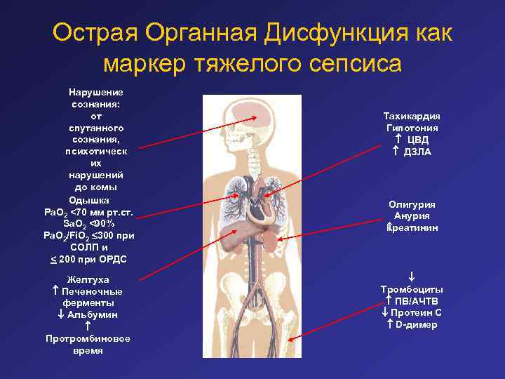 Острая Органная Дисфункция как маркер тяжелого сепсиса Нарушение сознания: от спутанного сознания, психотическ их