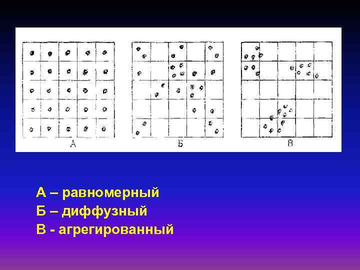 А – равномерный Б – диффузный В агрегированный 