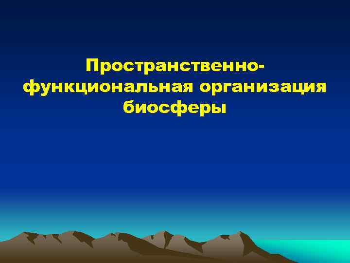 Пространственнофункциональная организация биосферы 