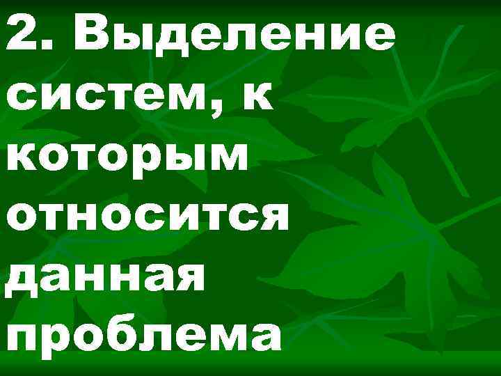 2. Выделение систем, к которым относится данная проблема 