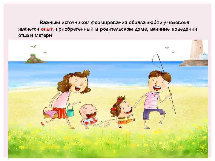 Важным источником формирования образа любви у человека является опыт, приобретенный в родительском доме, влияние