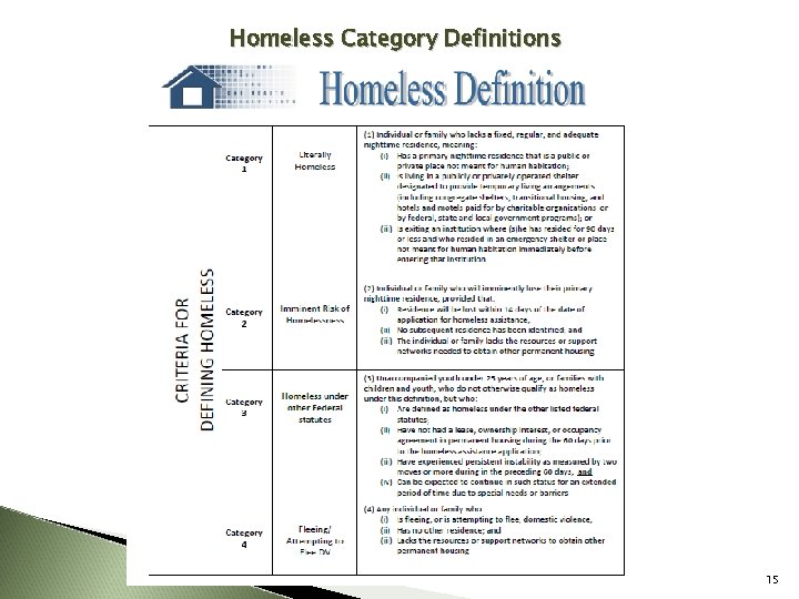 Homeless Category Definitions 15 