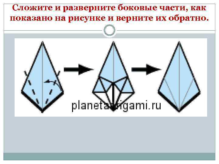 Сложите и разверните боковые части, как показано на рисунке и верните их обратно. 
