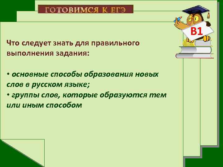Что следует знать для правильного выполнения задания: • основные способы образования новых слов в