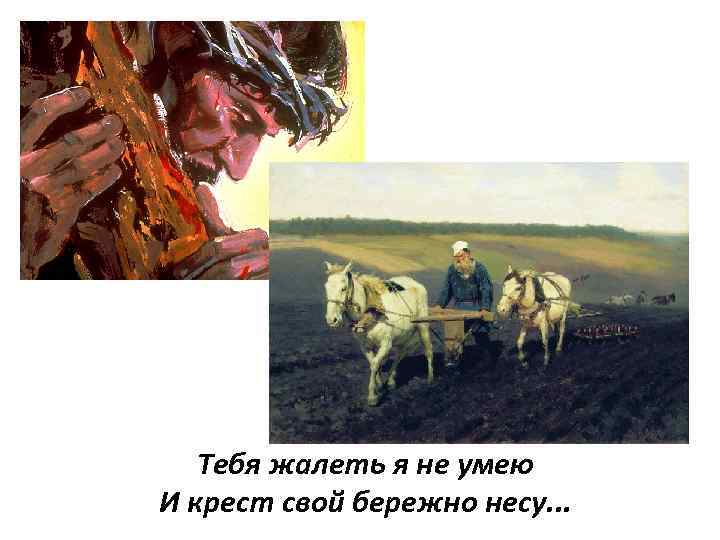 Тебя жалеть я не умею И крест свой бережно несу. . . 