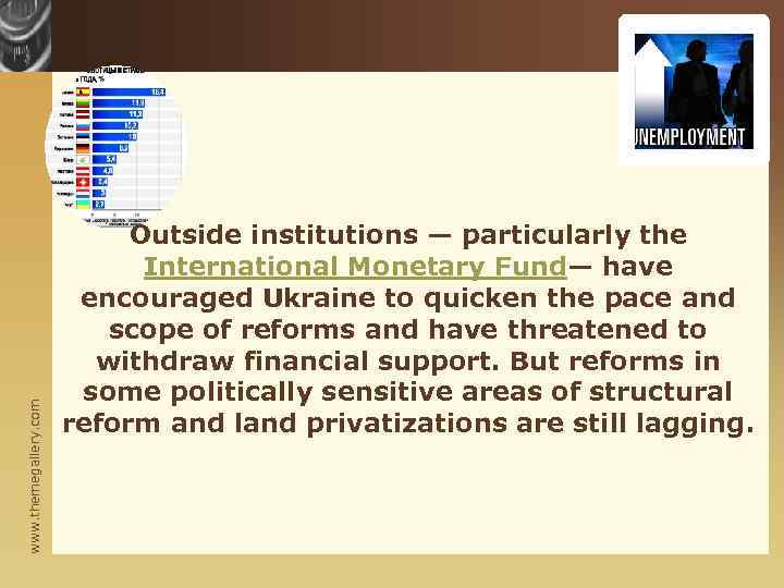 www. themegallery. com Outside institutions — particularly the International Monetary Fund— have encouraged Ukraine
