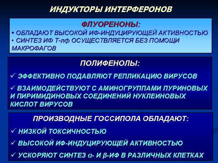 ИНДУКТОРЫ ИНТЕРФЕРОНОВ ФЛУОРЕНОНЫ: • ОБЛАДАЮТ ВЫСОКОЙ ИФ-ИНДУЦИРУЮЩЕЙ АКТИВНОСТЬЮ • СИНТЕЗ ИФ Т-лф ОСУЩЕСТВЛЯЕТСЯ БЕЗ