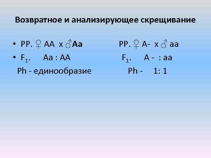 Возвратное скрещивание схема