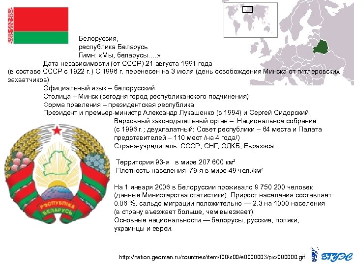 Белоруссия, республика Беларусь Гимн: «Мы, беларусы…. » Дата независимости (от СССР) 21 августа 1991