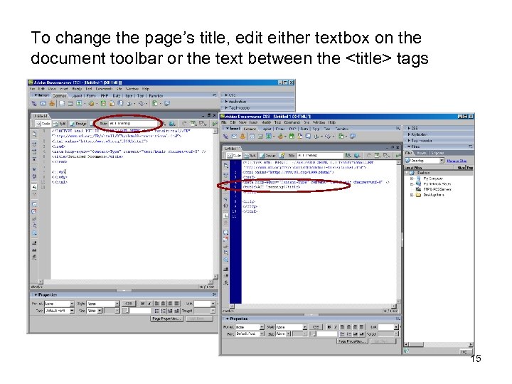 To change the page’s title, edit either textbox on the document toolbar or the