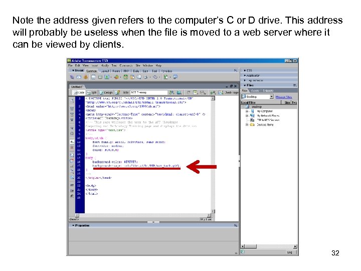 Note the address given refers to the computer’s C or D drive. This address