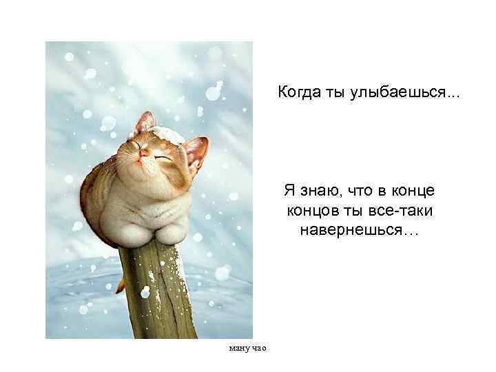 Когда ты улыбаешься. . . Я знаю, что в конце концов ты все-таки навернешься…