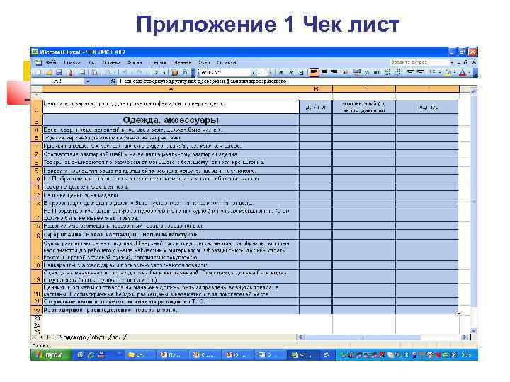 Приложение 1 Чек лист 
