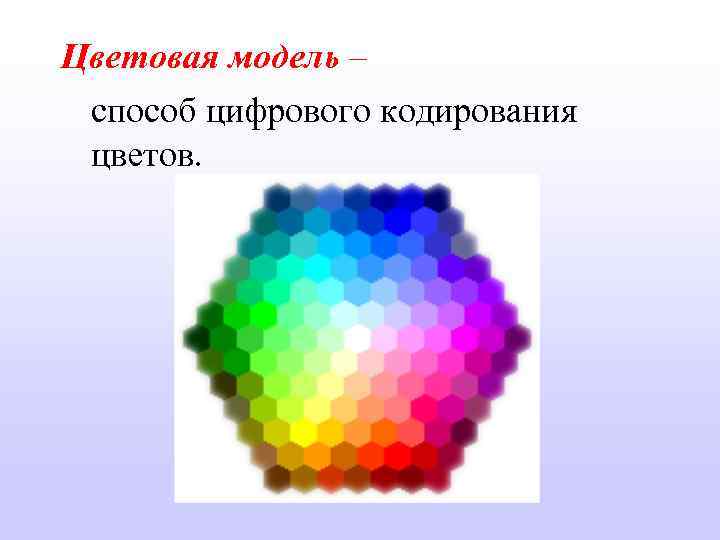 Цветовая модель – способ цифрового кодирования цветов. 