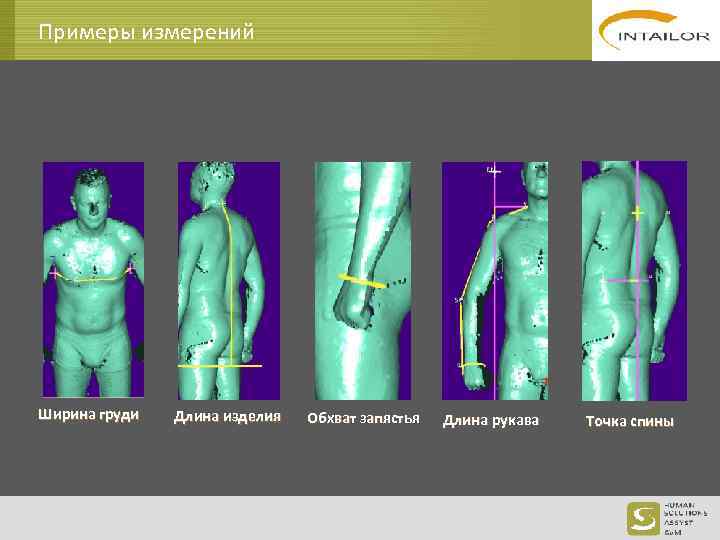 Примеры измерений Ширина груди Длина изделия Обхват запястья Длина рукава Точка спины 