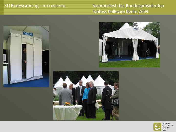 3 D Bodyscanning – это весело… Sommerfest des Bundespräsidenten Schloss Bellevue Berlin 2004 
