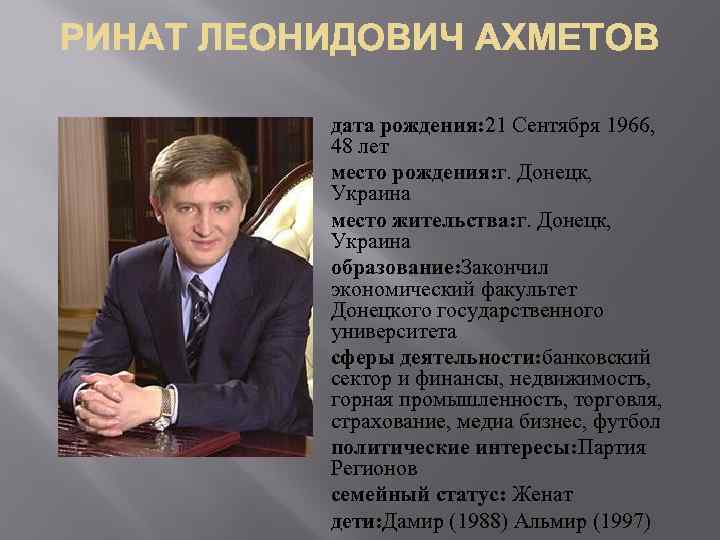 дата рождения: 21 Сентября 1966, 48 лет место рождения: г. Донецк, Украина место жительства:
