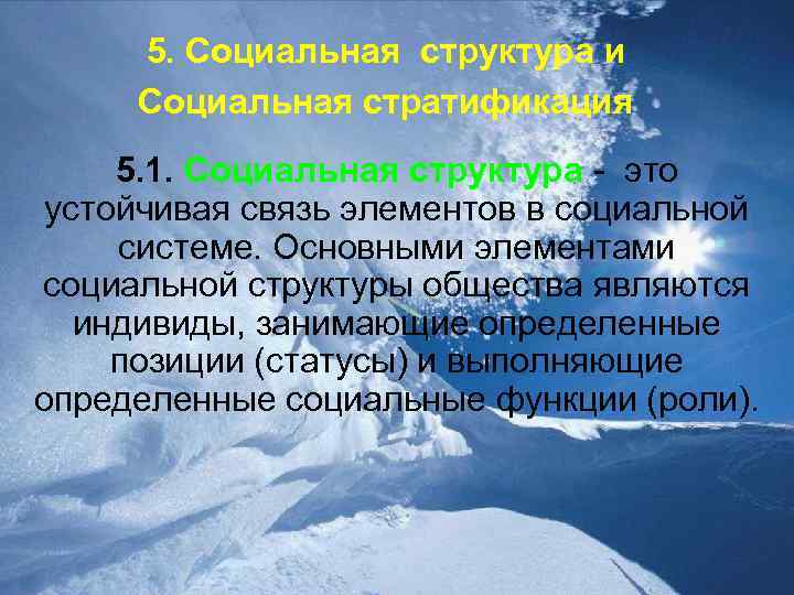 5. Социальная структура и Социальная стратификация 5. 1. Социальная структура - это устойчивая связь