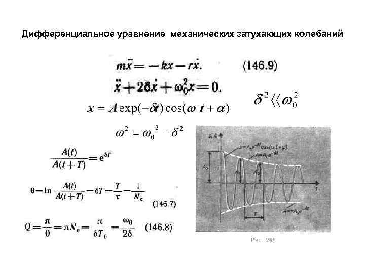 Дифференциальное уравнение механических затухающих колебаний 