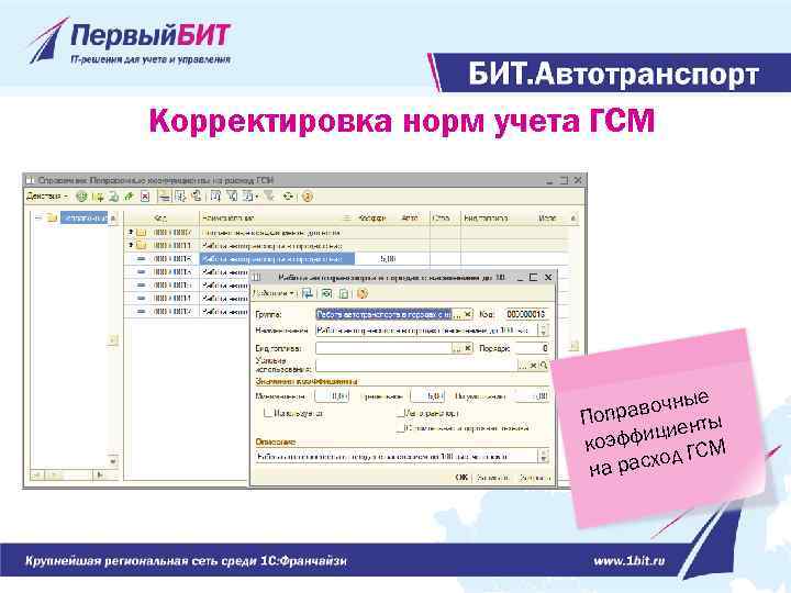Корректировка норм учета ГСМ ные правоч ты По ен эффици СМ ко Г расход