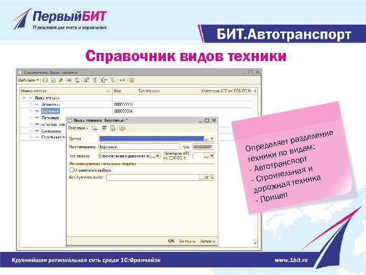 Справочник видов техники ние азделе ет р ределя видам: Оп и по техник нспорт