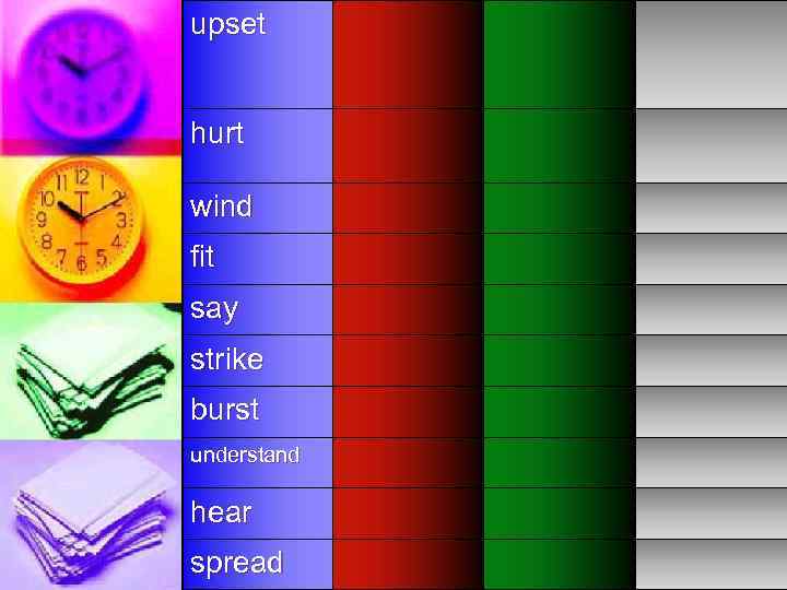 upset hurt wind fit say strike burst understand hear spread 