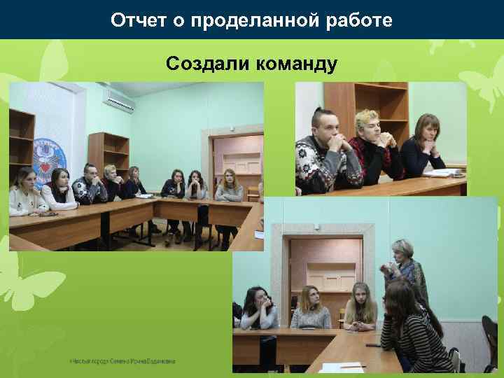 Отчет о проделанной работе Создали команду 