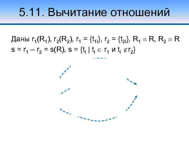 5. 11. Вычитание отношений Даны r 1(R 1), r 2(R 2), r 1 =