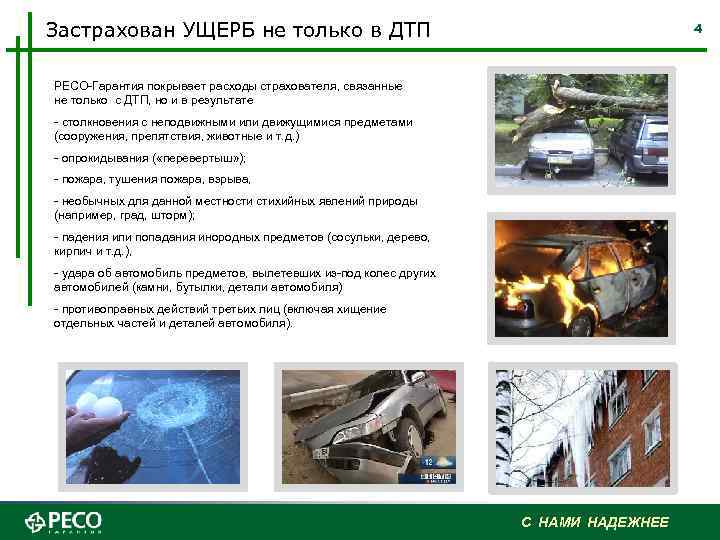 Застрахован УЩЕРБ не только в ДТП 4 РЕСО-Гарантия покрывает расходы страхователя, связанные не только
