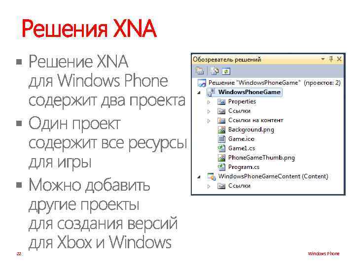 Решения XNA § § § 22 Windows Phone 