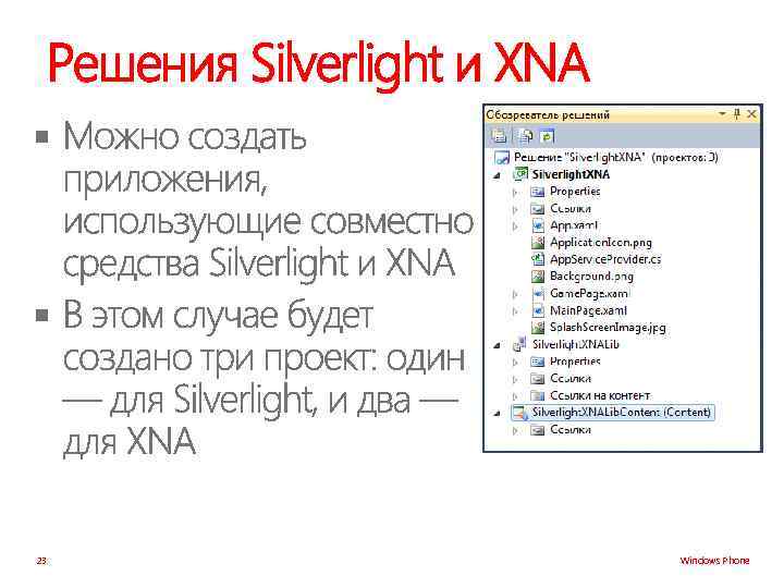 Решения Silverlight и XNA § § 23 Windows Phone 