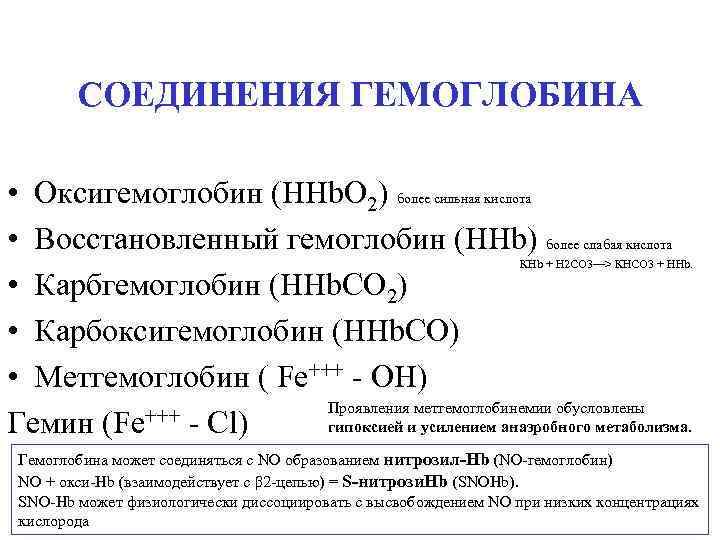 Физиологические соединения гемоглобина