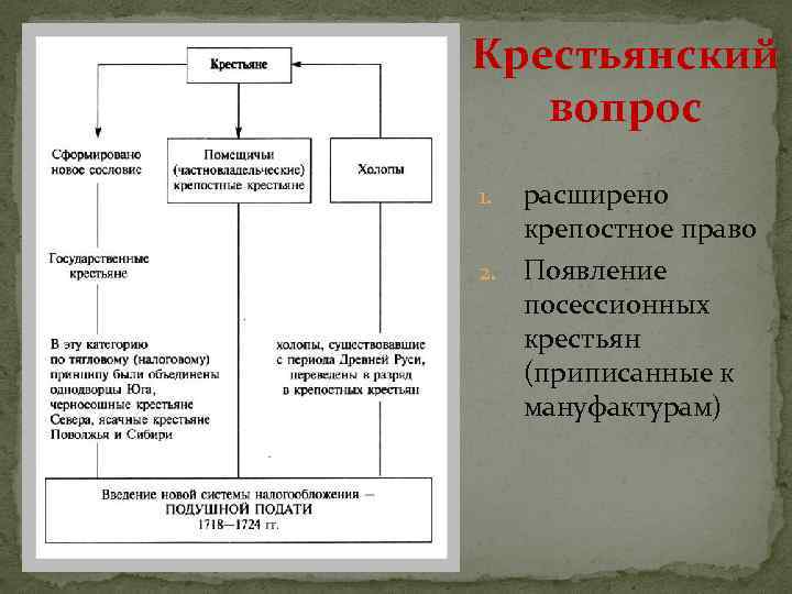 Недовольство крестьян при петре 1 схема