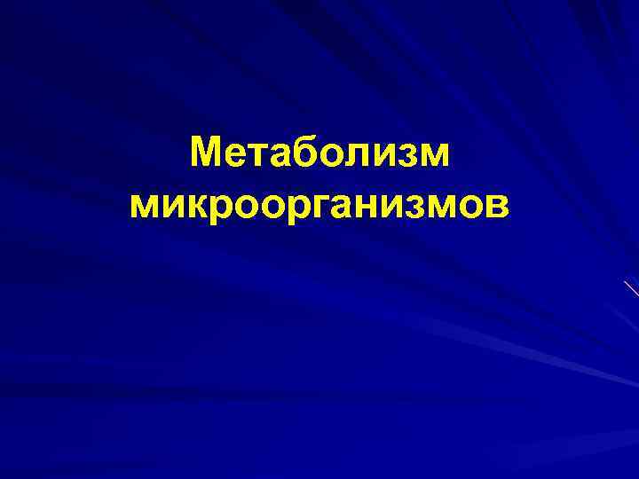 Метаболизм микроорганизмов 